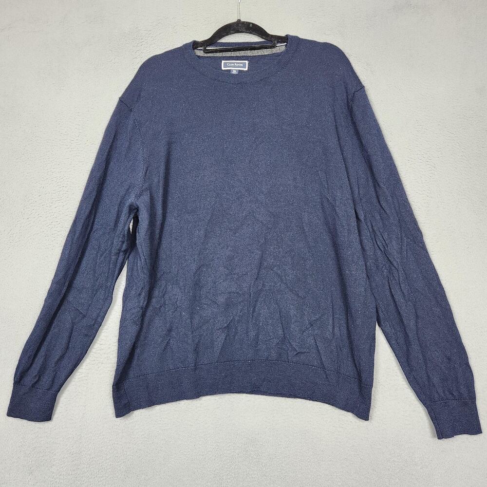 Club Room Sweater Mens 2XL Navy Blue Merino Wool Blend Long Sleeve Crewneck